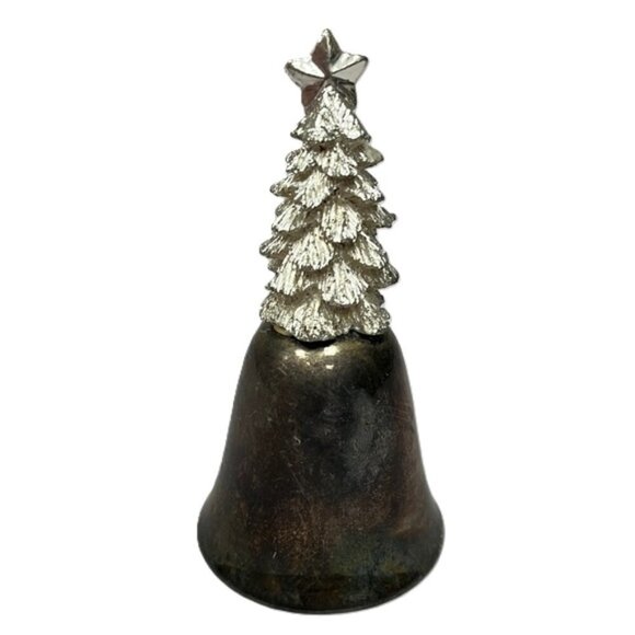 Vintage Elegance Silver-Plated on Steel Christmas Tree BELL 4" Unpolished - Picture 1 of 8
